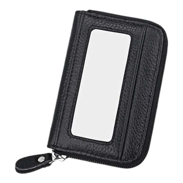 Genuine Cowhide Leather Solid Color Zipper Horizontal Card Holder Wallet RFID Blocking Card Bag Protect Case with 12 Card Slots, Size: 11.5*7.5cm