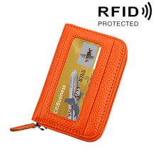Load image into Gallery viewer, Genuine Cowhide Leather Solid Color Zipper Horizontal Card Holder Wallet RFID Blocking Card Bag Protect Case with 12 Card Slots, Size: 11.5*7.5cm
