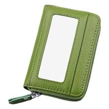 Load image into Gallery viewer, Genuine Cowhide Leather Solid Color Zipper Horizontal Card Holder Wallet RFID Blocking Card Bag Protect Case with 12 Card Slots, Size: 11.5*7.5cm