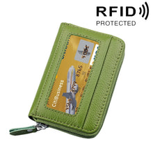 Load image into Gallery viewer, Genuine Cowhide Leather Solid Color Zipper Horizontal Card Holder Wallet RFID Blocking Card Bag Protect Case with 12 Card Slots, Size: 11.5*7.5cm