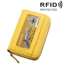 Load image into Gallery viewer, Genuine Cowhide Leather Solid Color Zipper Horizontal Card Holder Wallet RFID Blocking Card Bag Protect Case with 12 Card Slots, Size: 11.5*7.5cm