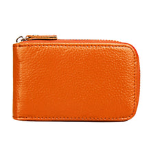 Load image into Gallery viewer, Genuine Cowhide Leather Solid Color Zipper Vertical Card Holder Wallet RFID Blocking Card Bag Protect Case with 12 Card Slots, Size: 11.5*7.5cm