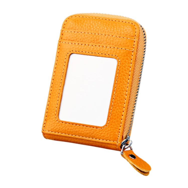 Genuine Cowhide Leather Solid Color Zipper Vertical Card Holder Wallet RFID Blocking Card Bag Protect Case with 12 Card Slots, Size: 11.5*7.5cm