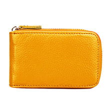 Load image into Gallery viewer, Genuine Cowhide Leather Solid Color Zipper Vertical Card Holder Wallet RFID Blocking Card Bag Protect Case with 12 Card Slots, Size: 11.5*7.5cm
