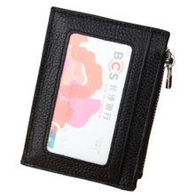 Load image into Gallery viewer, Cowhide Leather Solid Color Zipper Card Holder Wallet RFID Blocking Card Bag Protect Case Coin Purse, Size: 11*8*1.5cm