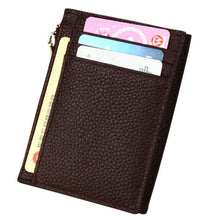 Load image into Gallery viewer, Cowhide Leather Solid Color Zipper Card Holder Wallet RFID Blocking Card Bag Protect Case Coin Purse, Size: 11*8*1.5cm
