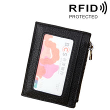 Load image into Gallery viewer, Cowhide Leather Solid Color Zipper Card Holder Wallet RFID Blocking Card Bag Protect Case Coin Purse, Size: 11*8*1.5cm