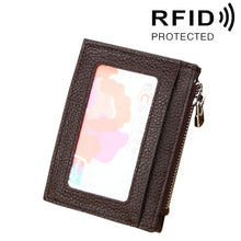 Load image into Gallery viewer, Cowhide Leather Solid Color Zipper Card Holder Wallet RFID Blocking Card Bag Protect Case Coin Purse, Size: 11*8*1.5cm