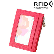 Load image into Gallery viewer, Cowhide Leather Solid Color Zipper Card Holder Wallet RFID Blocking Card Bag Protect Case Coin Purse, Size: 11*8*1.5cm