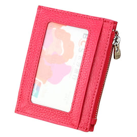 Cowhide Leather Solid Color Zipper Card Holder Wallet RFID Blocking Card Bag Protect Case Coin Purse, Size: 11*8*1.5cm