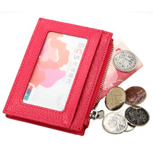 Load image into Gallery viewer, Cowhide Leather Solid Color Zipper Card Holder Wallet RFID Blocking Card Bag Protect Case Coin Purse, Size: 11*8*1.5cm