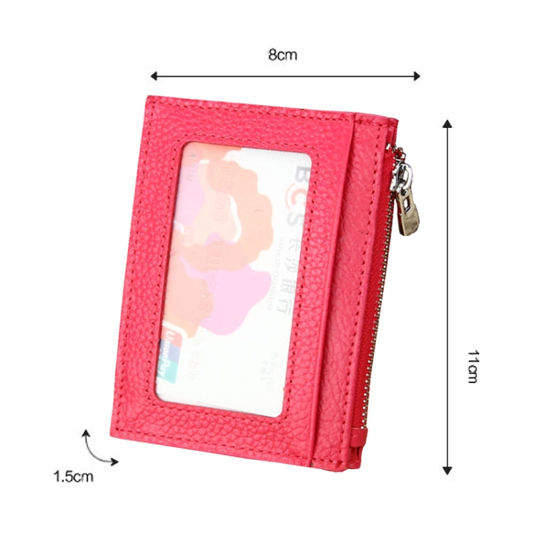Cowhide Leather Solid Color Zipper Card Holder Wallet RFID Blocking Card Bag Protect Case Coin Purse, Size: 11*8*1.5cm