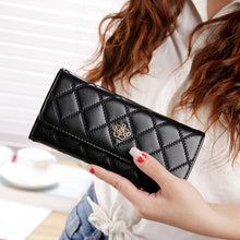 Load image into Gallery viewer, Fashion Argyles Texture Metal Crown 3-Folding Long Design PU Leather Wallet Coin Purse for Women