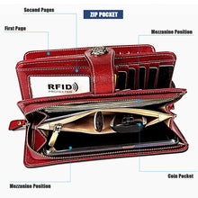 Load image into Gallery viewer, 3555 Large Capacity Long Multi-function Anti-magnetic RFID Wallet Clutch for Ladies with Card Slots