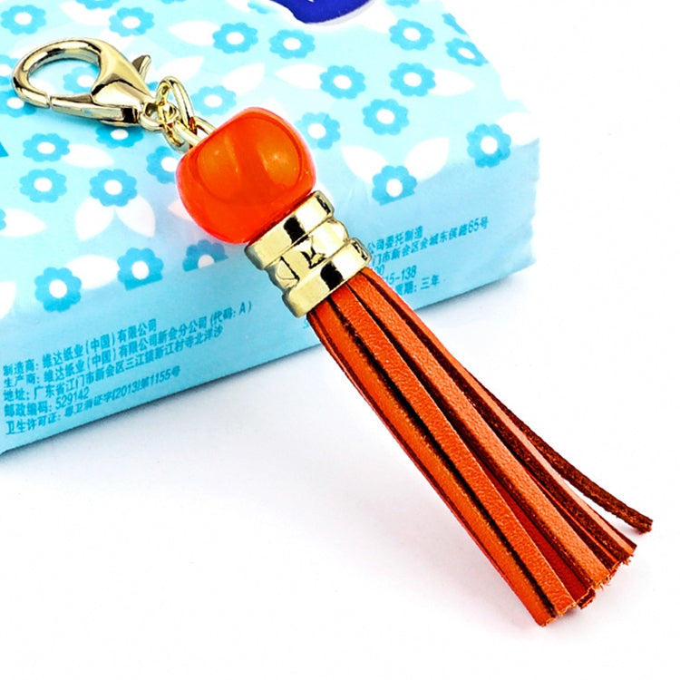 LS02 Cowhide Tassel Keychain Car Hanging Bag Pendant