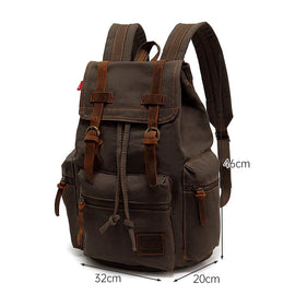 AUGUR 1039 Large Student Retro Canvas Backpack Shoulders Laptop Bag
