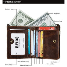 Load image into Gallery viewer, 8231 Antimagnetic RFID Men Fashion Crazy Horse Textyure Genuine Leather Wallet Card Bag
