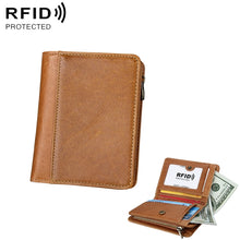 Load image into Gallery viewer, 8231 Antimagnetic RFID Men Fashion Crazy Horse Textyure Genuine Leather Wallet Card Bag