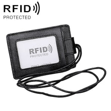 Load image into Gallery viewer, KB153 Antimagnetic RFID Leather Card Holder ID Card Badge with Lanyard