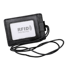 Load image into Gallery viewer, KB153 Antimagnetic RFID Leather Card Holder ID Card Badge with Lanyard