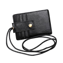 Load image into Gallery viewer, KB153 Antimagnetic RFID Leather Card Holder ID Card Badge with Lanyard