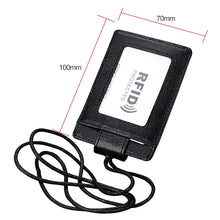 Load image into Gallery viewer, KB153 Antimagnetic RFID Leather Card Holder ID Card Badge with Lanyard