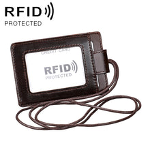 Load image into Gallery viewer, KB153 Antimagnetic RFID Leather Card Holder ID Card Badge with Lanyard