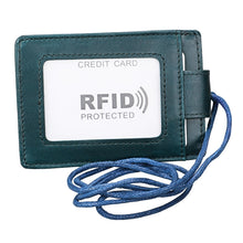 Load image into Gallery viewer, KB153 Antimagnetic RFID Leather Card Holder ID Card Badge with Lanyard