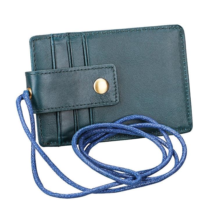 KB153 Antimagnetic RFID Leather Card Holder ID Card Badge with Lanyard