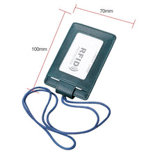 Load image into Gallery viewer, KB153 Antimagnetic RFID Leather Card Holder ID Card Badge with Lanyard