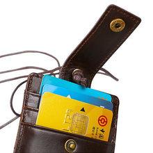 Load image into Gallery viewer, KB153 Antimagnetic RFID Leather Card Holder ID Card Badge with Lanyard