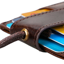 Load image into Gallery viewer, KB153 Antimagnetic RFID Leather Card Holder ID Card Badge with Lanyard