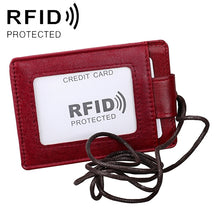 Load image into Gallery viewer, KB153 Antimagnetic RFID Leather Card Holder ID Card Badge with Lanyard