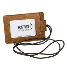 Load image into Gallery viewer, KB153 Antimagnetic RFID Leather Card Holder ID Card Badge with Lanyard