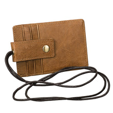 Load image into Gallery viewer, KB153 Antimagnetic RFID Leather Card Holder ID Card Badge with Lanyard