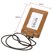 Load image into Gallery viewer, KB153 Antimagnetic RFID Leather Card Holder ID Card Badge with Lanyard