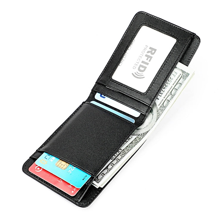 KB186 Antimagnetic RFID Mini Crazy Horse Texture Leather Billfold Card Wallet for Men and Women