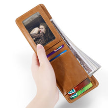 Load image into Gallery viewer, KB186 Antimagnetic RFID Mini Crazy Horse Texture Leather Billfold Card Wallet for Men and Women