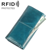 Load image into Gallery viewer, 3559 Antimagnetic RFID Multi-function Zipper Retro Top-grain Leather Lady Purse Wallet