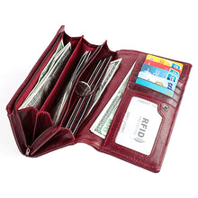 Load image into Gallery viewer, 3559 Antimagnetic RFID Multi-function Zipper Retro Top-grain Leather Lady Purse Wallet