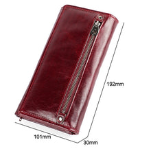 Load image into Gallery viewer, 3559 Antimagnetic RFID Multi-function Zipper Retro Top-grain Leather Lady Purse Wallet