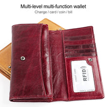 Load image into Gallery viewer, 3559 Antimagnetic RFID Multi-function Zipper Retro Top-grain Leather Lady Purse Wallet