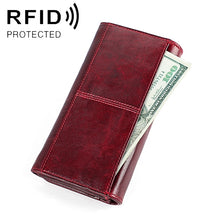 Load image into Gallery viewer, 3559 Antimagnetic RFID Multi-function Zipper Retro Top-grain Leather Lady Purse Wallet