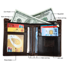 Load image into Gallery viewer, 8232 Antimagnetic RFID Men Oil Wax Leather Wallet with Detachable Card Holder, 8232