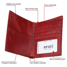 Load image into Gallery viewer, 8235 Antimagnetic RFID Multi-function Crazy Horse Texture Leather Wallet Passport Bag