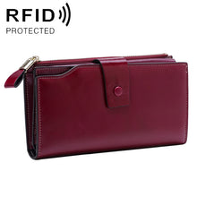 Load image into Gallery viewer, 8236 Antimagnetic RFID Multi-function Oil Wax Leather Lady Wallet Large-capacity Purse