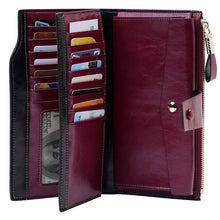 Load image into Gallery viewer, 8236 Antimagnetic RFID Multi-function Oil Wax Leather Lady Wallet Large-capacity Purse