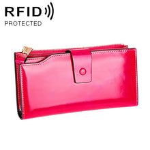 Load image into Gallery viewer, 8236 Antimagnetic RFID Multi-function Oil Wax Leather Lady Wallet Large-capacity Purse