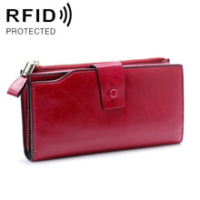 Load image into Gallery viewer, 8236 Antimagnetic RFID Multi-function Oil Wax Leather Lady Wallet Large-capacity Purse