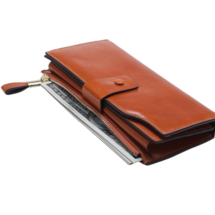 8236 Antimagnetic RFID Multi-function Oil Wax Leather Lady Wallet Large-capacity Purse